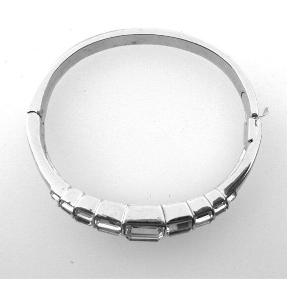 Gorgeous Signed Givenchy Rhinestone Hinged Cuff Bracelet - Picture 5 of 12